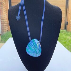 Handcrafted Blue and Green Swirl Pendant Necklace